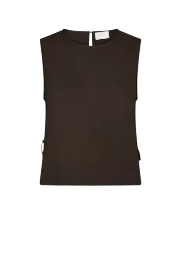 Svetlana Linen Top - Dark Brown