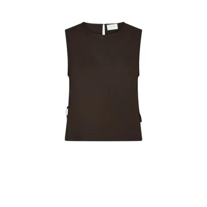 Svetlana Linen Top - Dark Brown