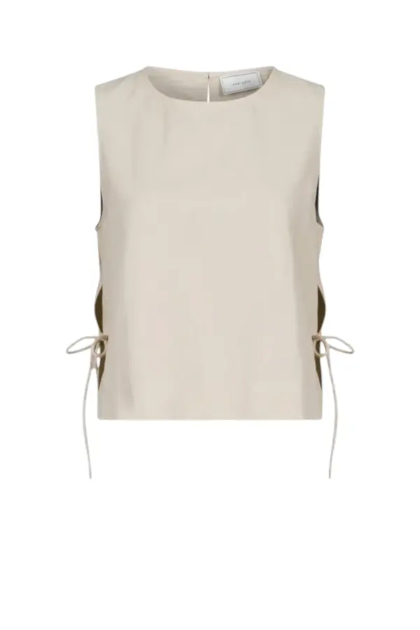Svetlana Linen Top - Sand