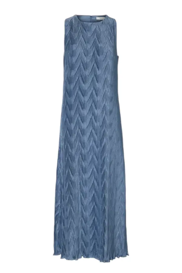 Fanya Ankle Plisse Dress - Dusty Blue