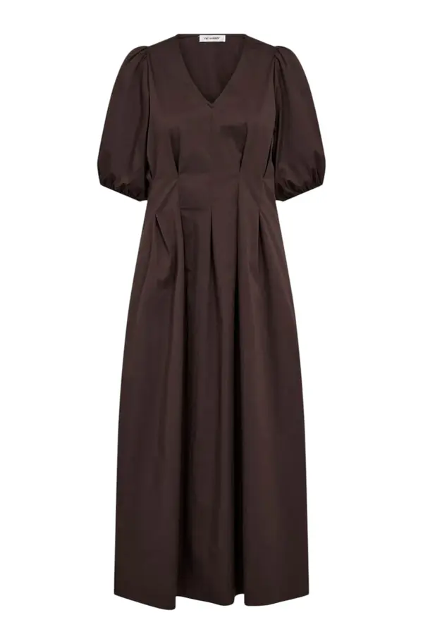 Poppy Pleat Dress - Dark Brown