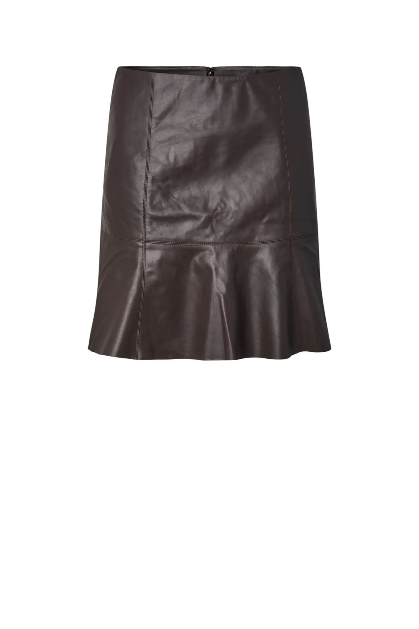 Colly HW Naplon Leather Skirt - Chocolate Brown