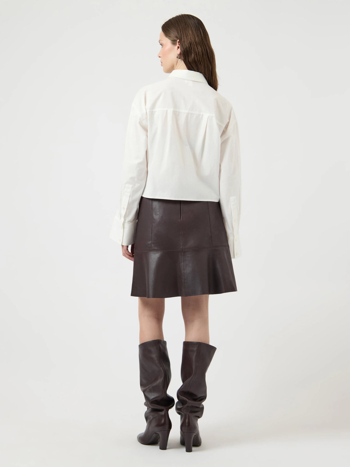 Colly HW Naplon Leather Skirt - Chocolate Brown