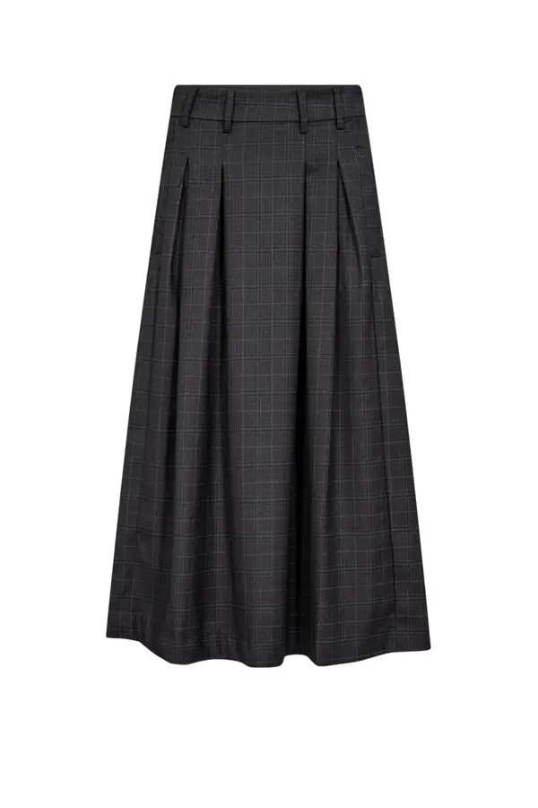 EloraCC Check Pleat Skirt - Dark Grey