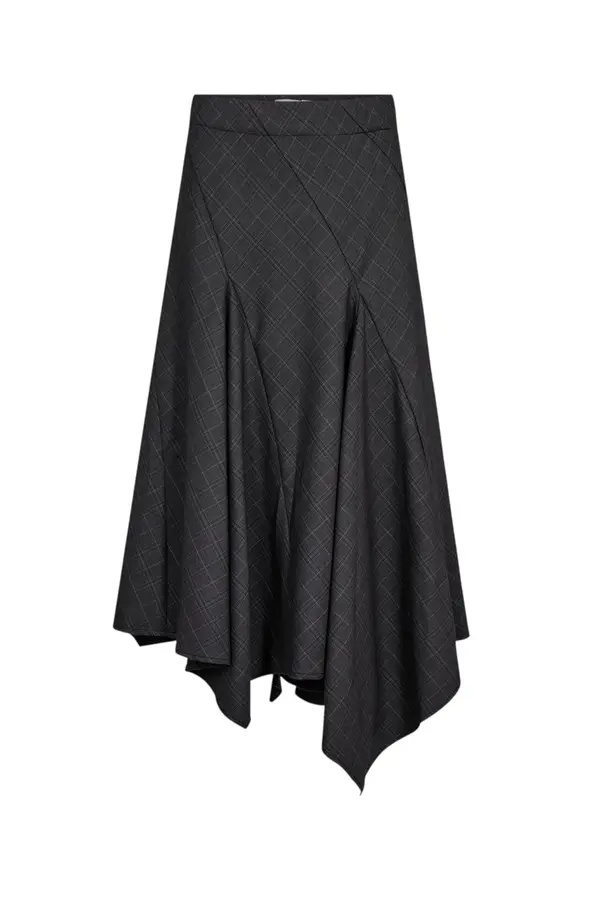 EloraCC Check Asym Skirt - Dark Grey