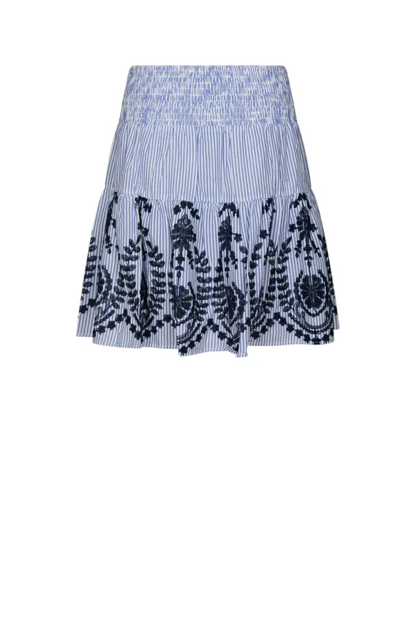 Tarrow Stripe Embroidery Skirt - Blue