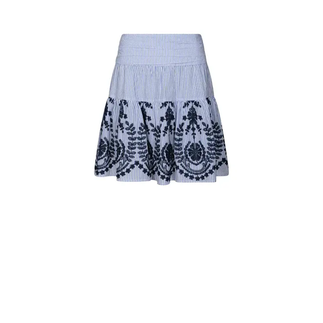 Tarrow Stripe Embroidery Skirt - Blue