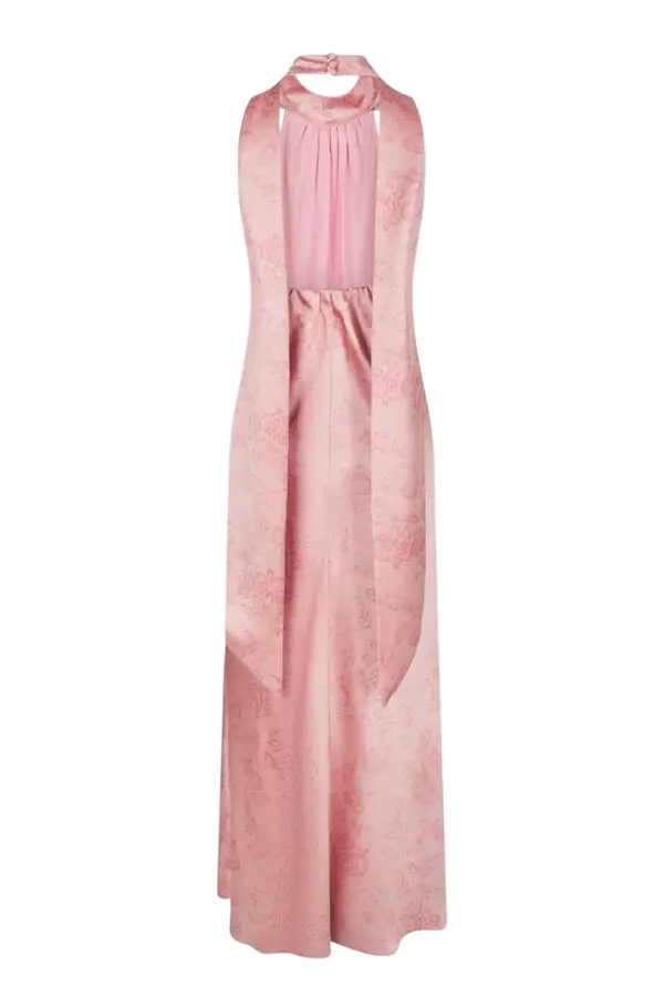 Fiona Pattern Satin Dress -  Light Pink