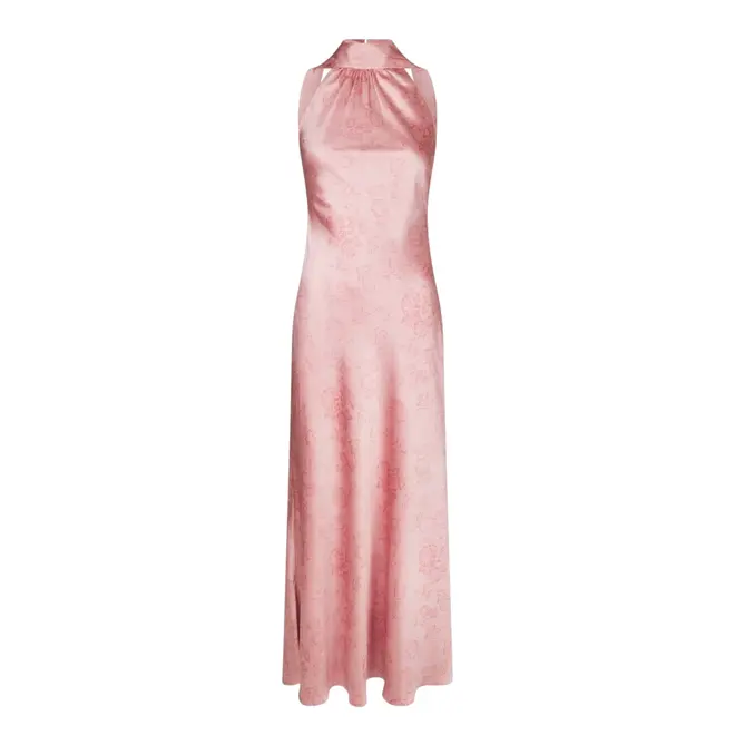 Fiona Pattern Satin Dress -  Light Pink