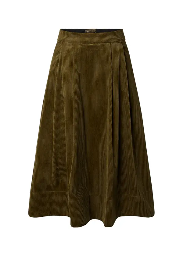 Cordo HW Long Skirt - Fir Green