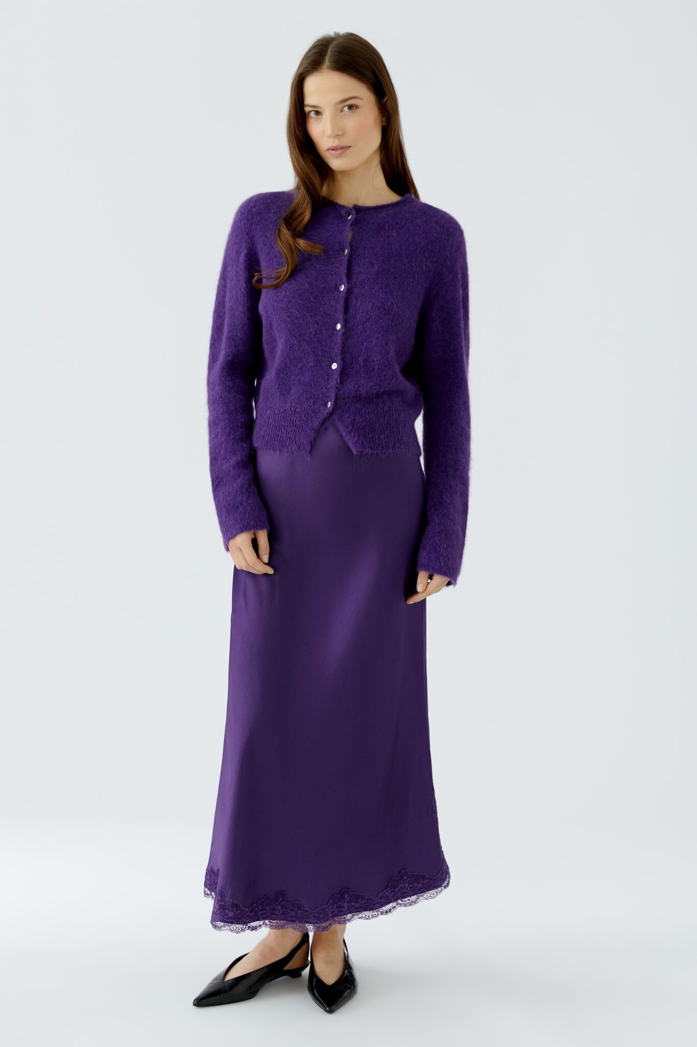 Satin Maxi Skirt - Purple