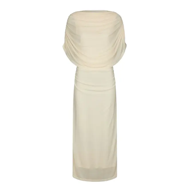 Tottuna Long Drapy Mesh Dress - Light Yellow