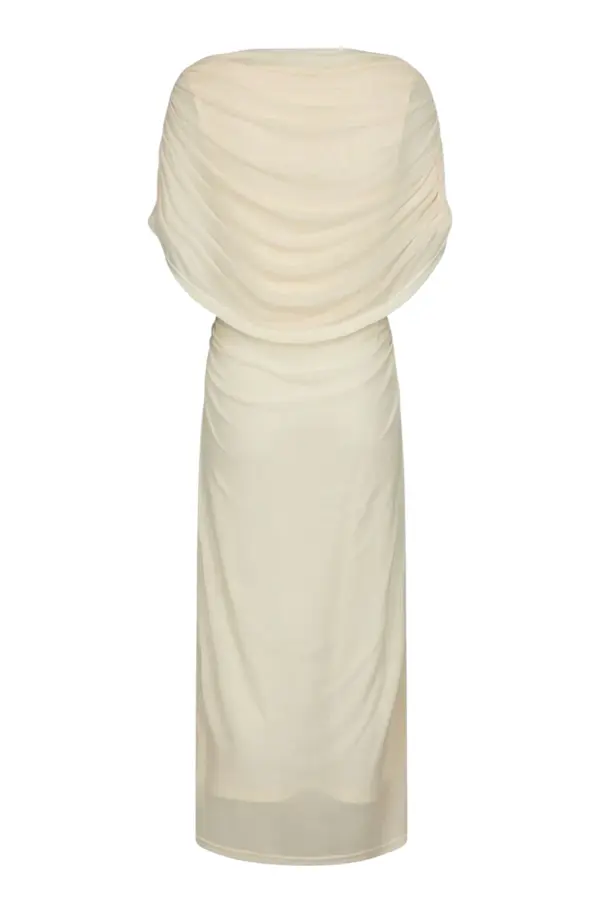 Tottuna Long Drapy Mesh Dress - Light Yellow