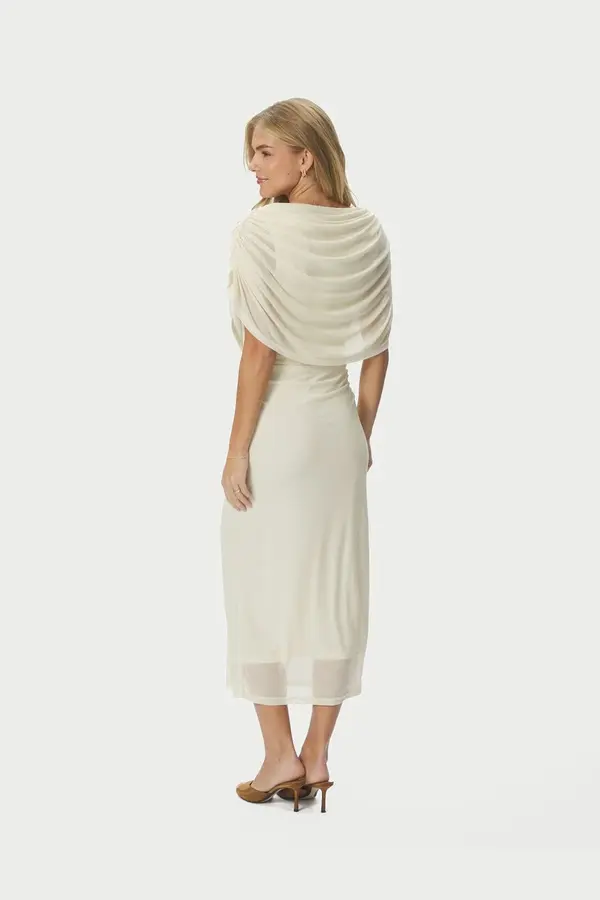 Tottuna Long Drapy Mesh Dress - Light Yellow