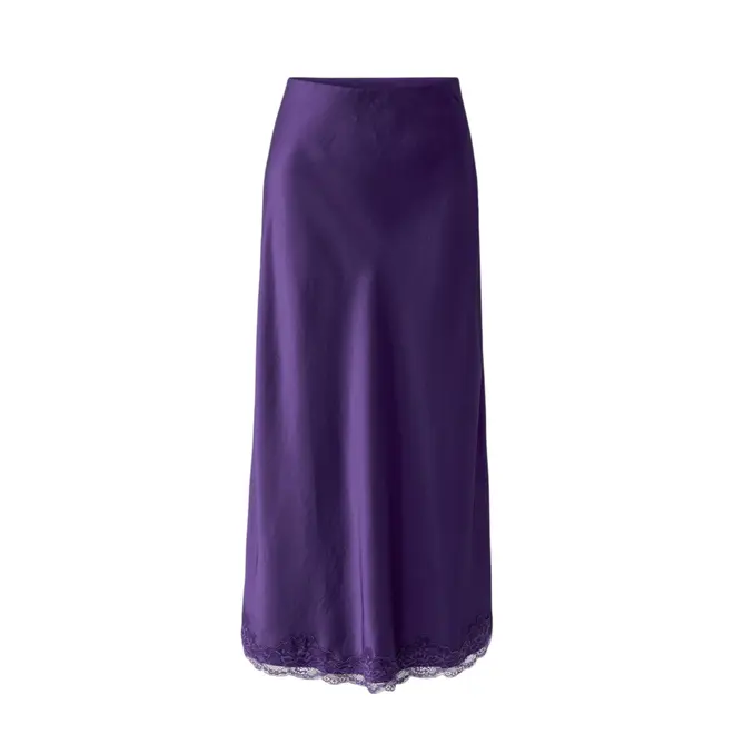 Satin Maxi Skirt - Purple