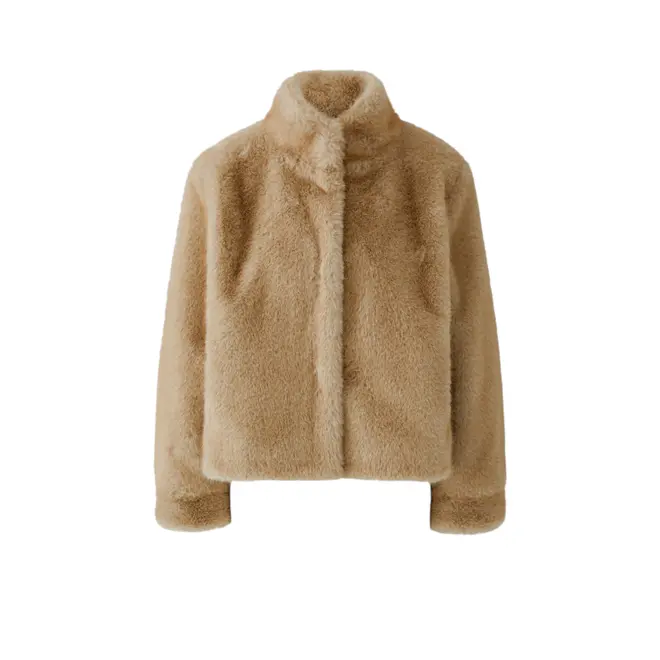 Short Faux Fur Coat - Beige