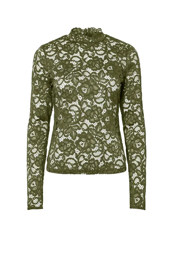 Lacey LS Lace Top S Noos - Sphagnum