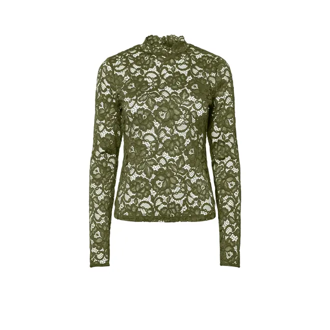 Lacey LS Lace Top S Noos - Sphagnum