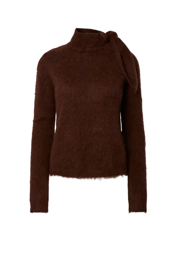 Tilde LS Scarf Knit Pullover S - Coffee Bean