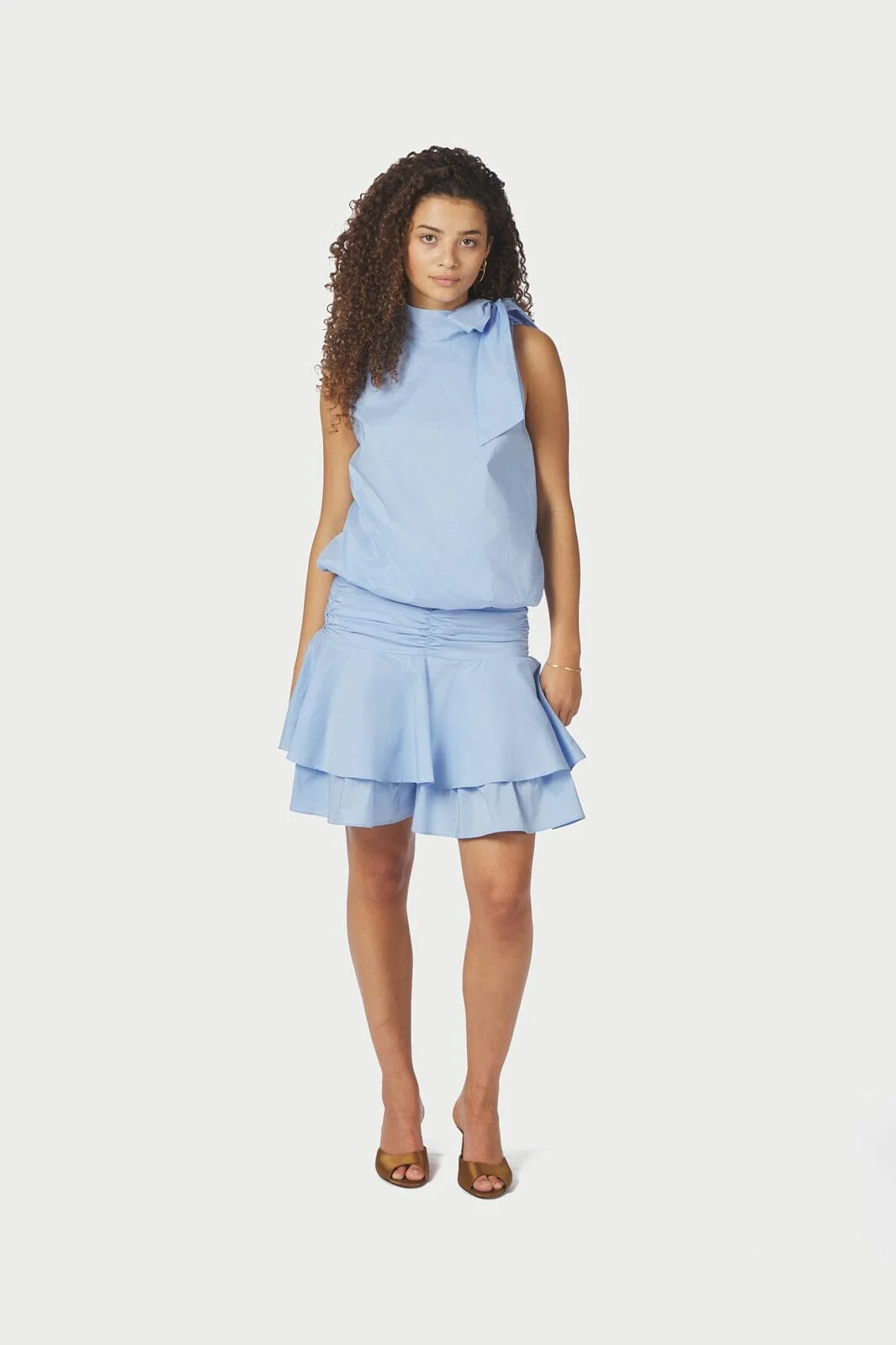 Veda Poplin Top - Light Blue