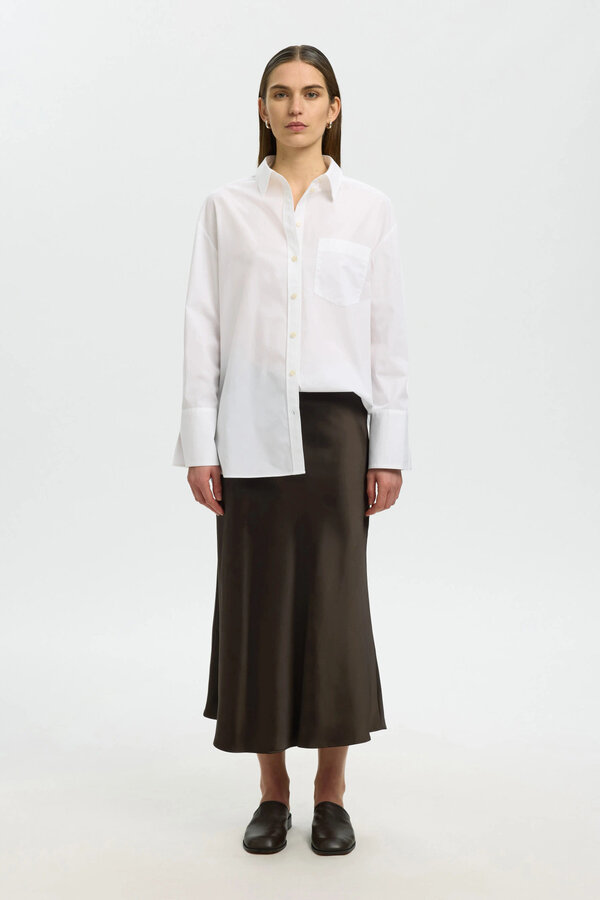 Lena HW Midi Skirt Noos - Dark Brown