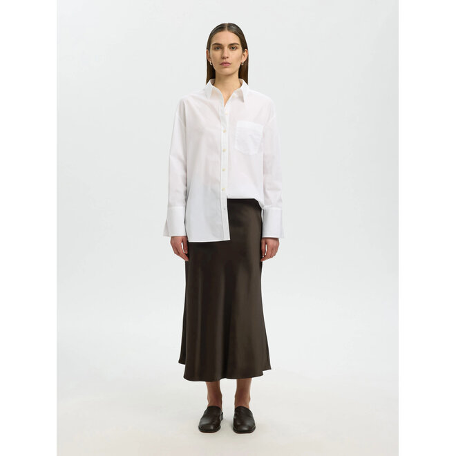 Lena HW Midi Skirt Noos - Dark Brown