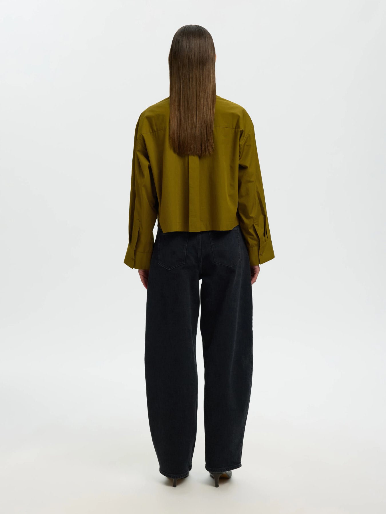 Wastha LS Cropped Boxy Shirt Noos - Fir Green