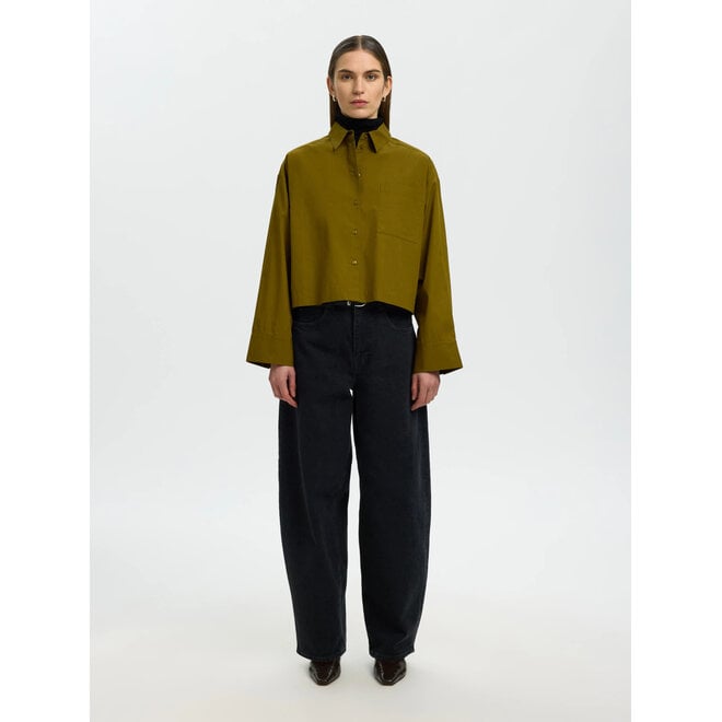 Wastha LS Cropped Boxy Shirt Noos - Fir Green