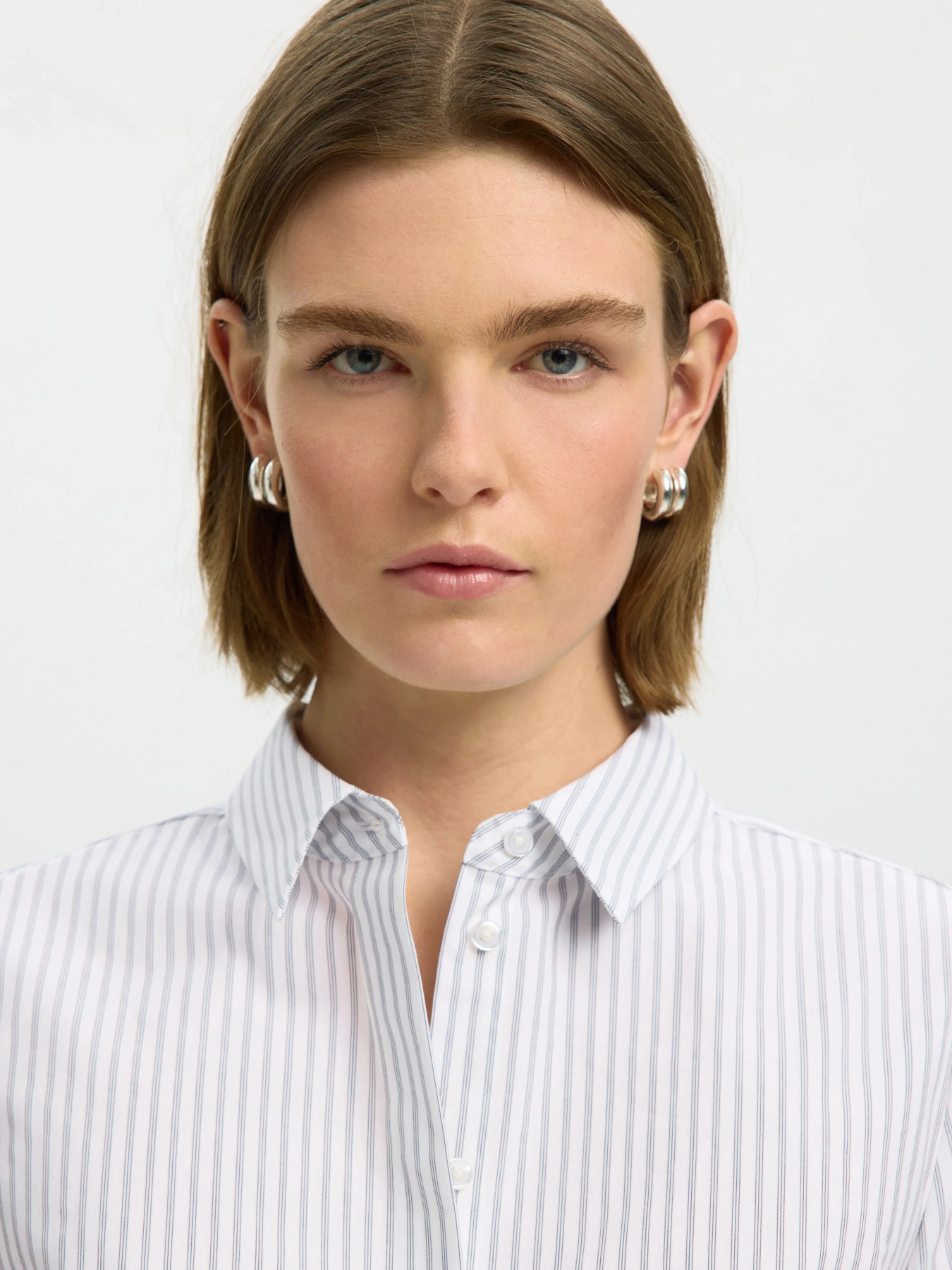 Wromie LS Striped Fitted Shirt - Bright White/Delicioso