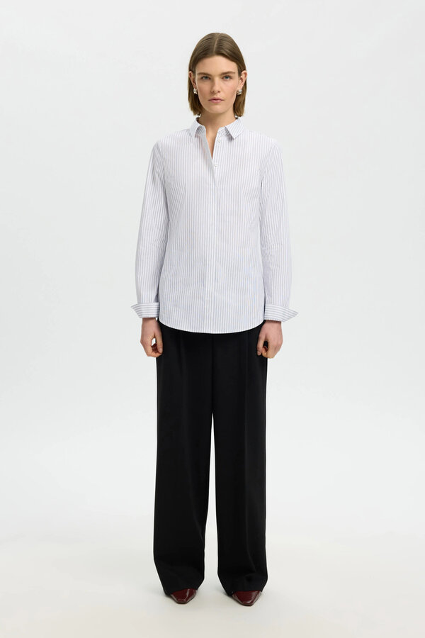 Wromie LS Striped Fitted Shirt - Bright White/Delicioso