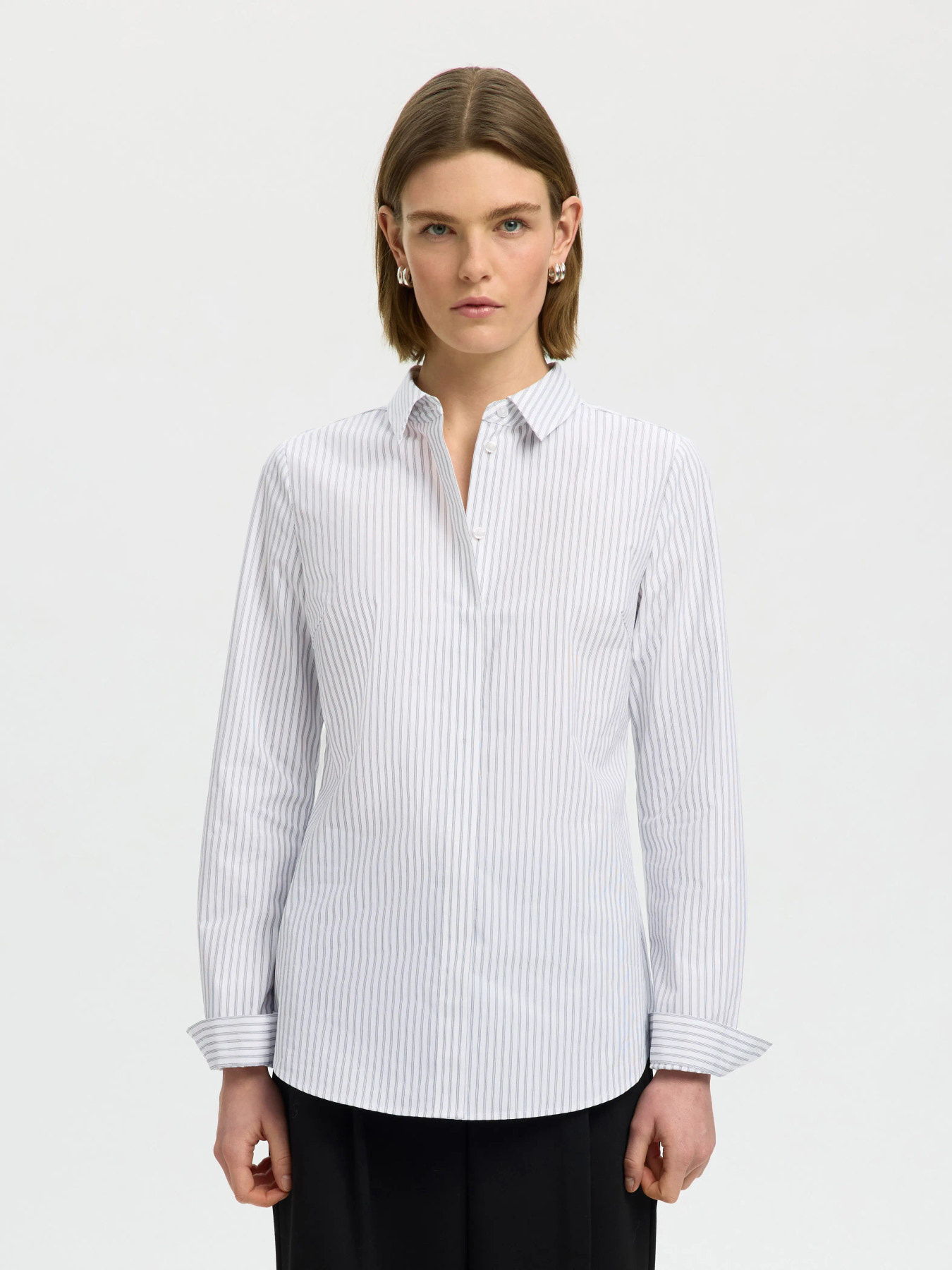 Wromie LS Striped Fitted Shirt - Bright White/Delicioso