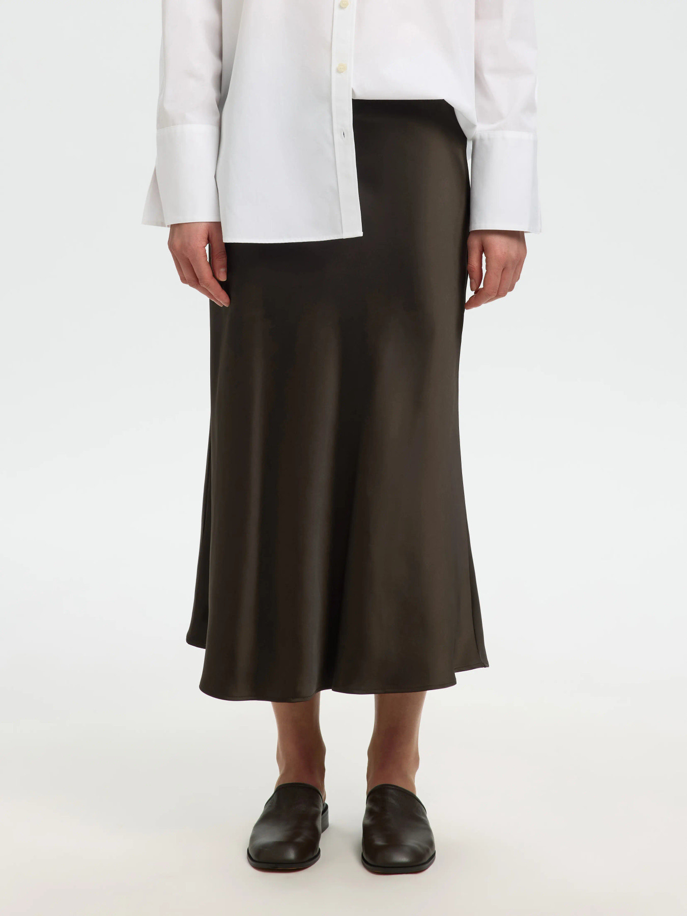 Lena HW Midi Skirt Noos - Dark Brown