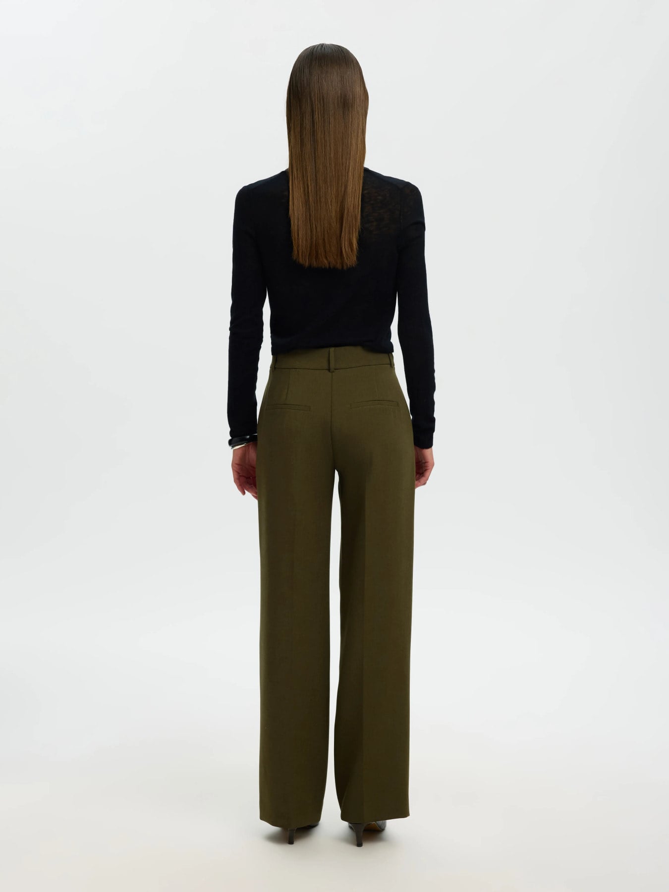 Rita MW Wide Pant Mel Noos - Fir Green Melange