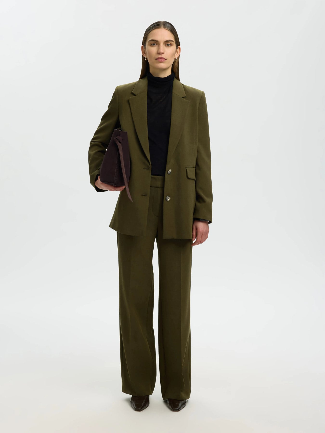 Rita MW Wide Pant Mel Noos - Fir Green Melange