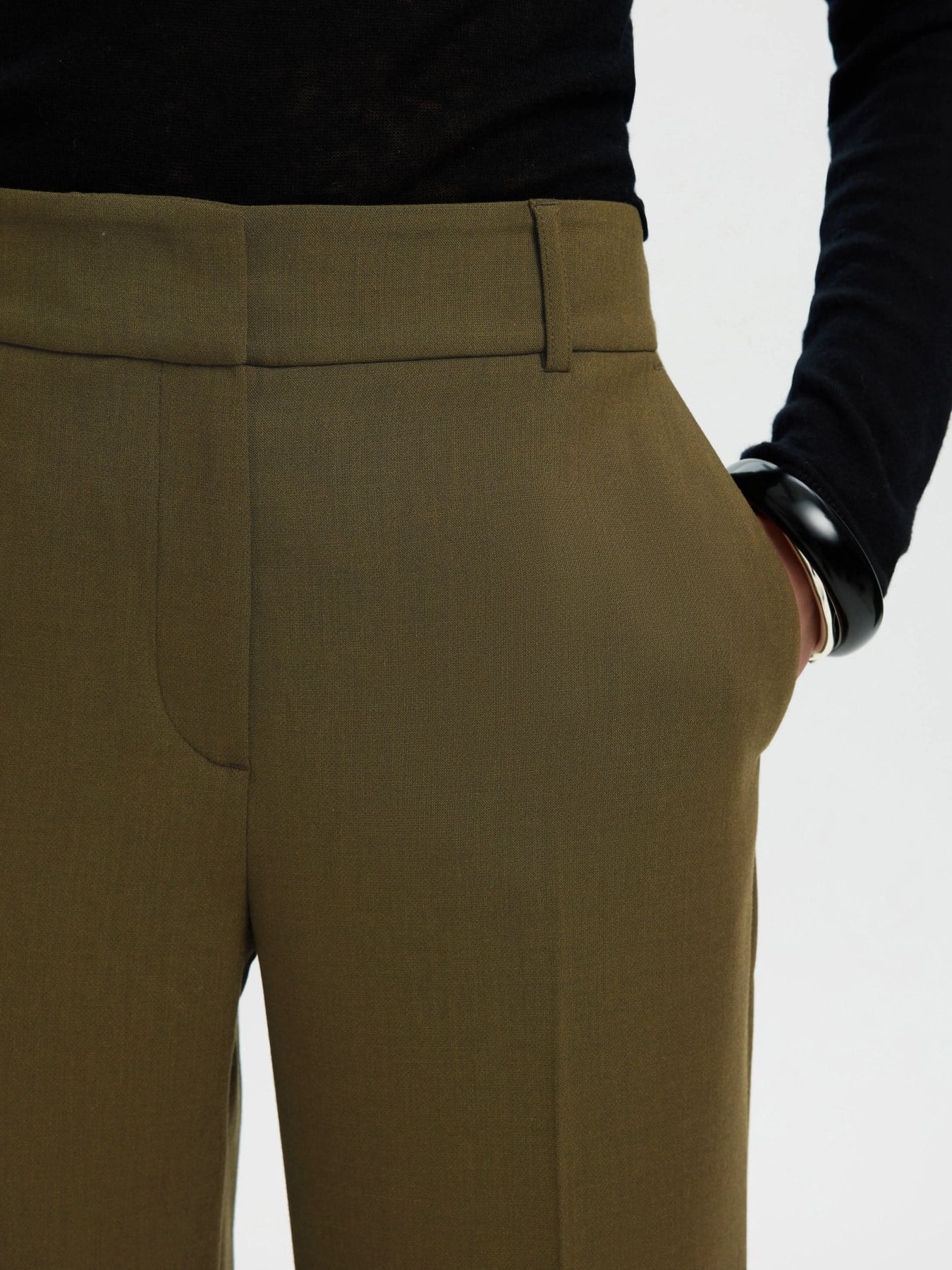 Rita MW Wide Pant Mel Noos - Fir Green Melange
