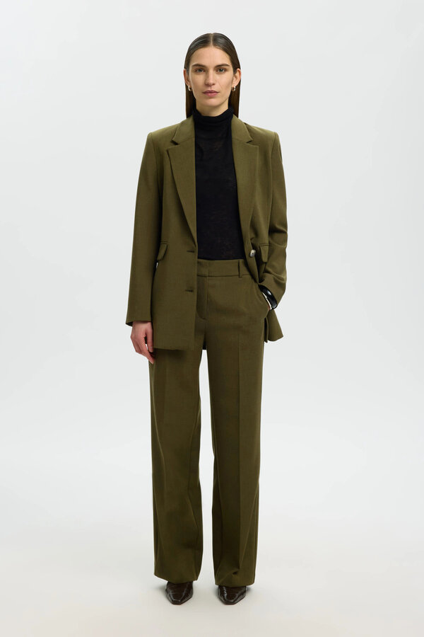 Rita MW Wide Pant Mel Noos - Fir Green Melange