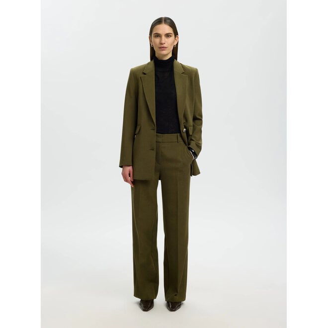 Rita MW Wide Pant Mel Noos - Fir Green Melange