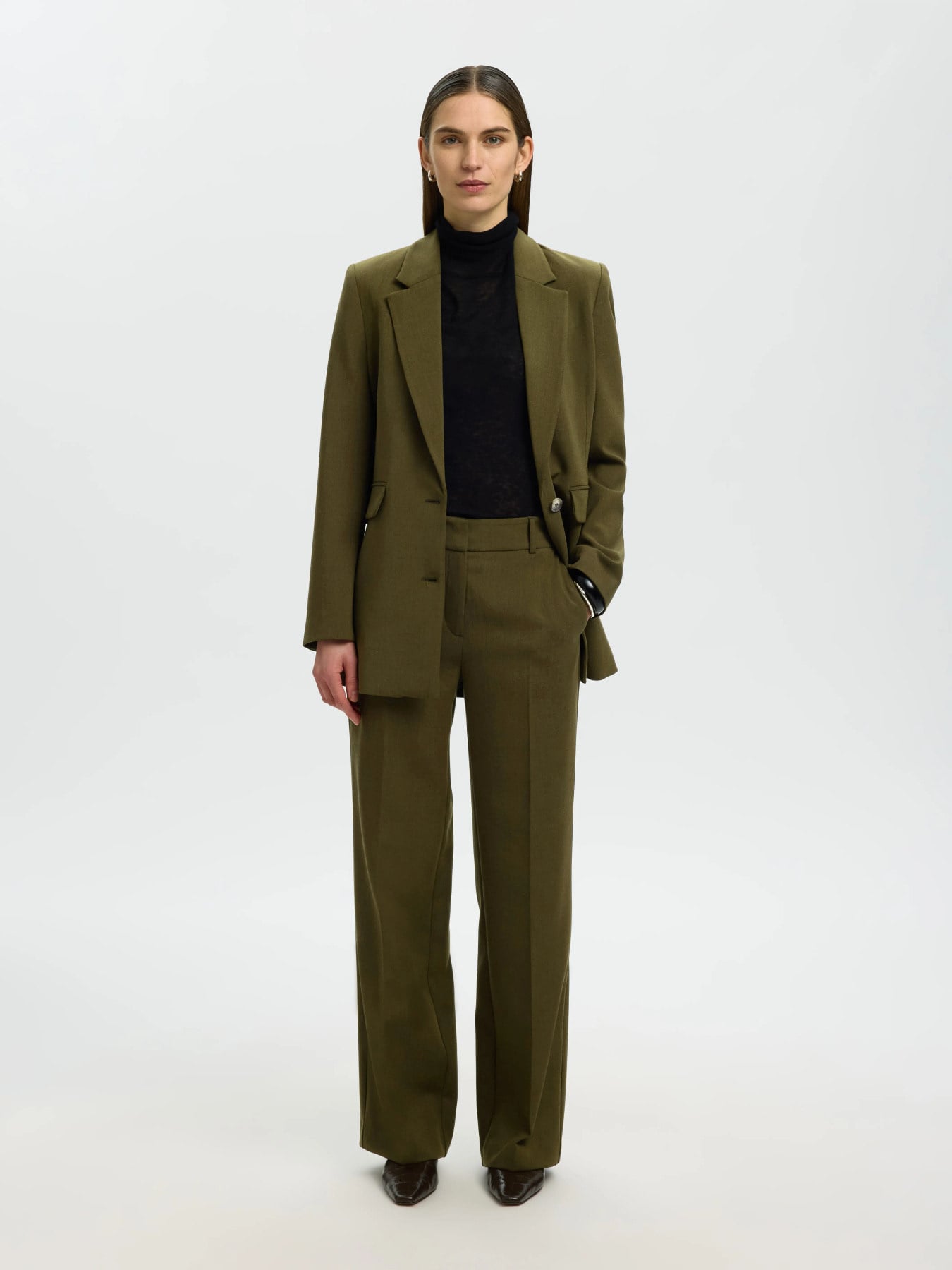 Rita MW Wide Pant Mel Noos - Fir Green Melange