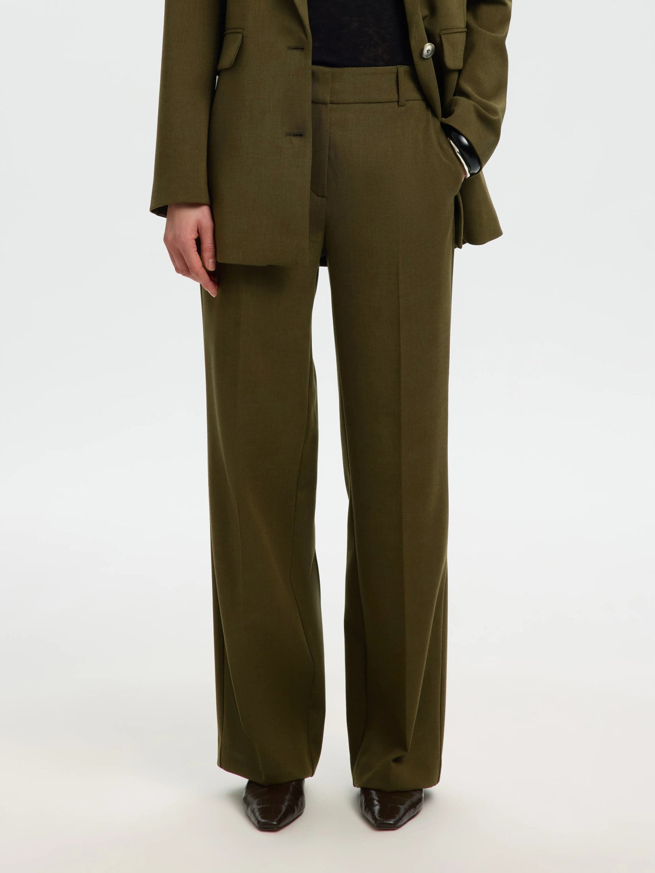 Rita MW Wide Pant Mel Noos - Fir Green Melange