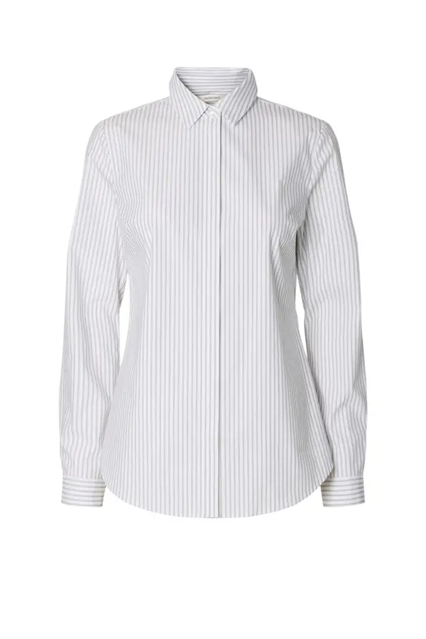 Wromie LS Striped Fitted Shirt - Bright White/Delicioso