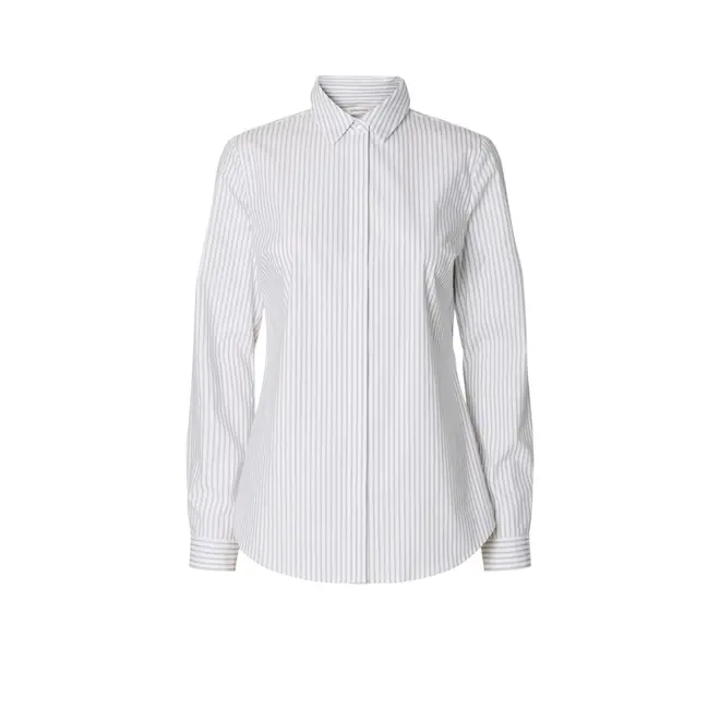 Wromie LS Striped Fitted Shirt - Bright White/Delicioso
