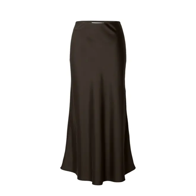 Lena HW Midi Skirt Noos - Dark Brown