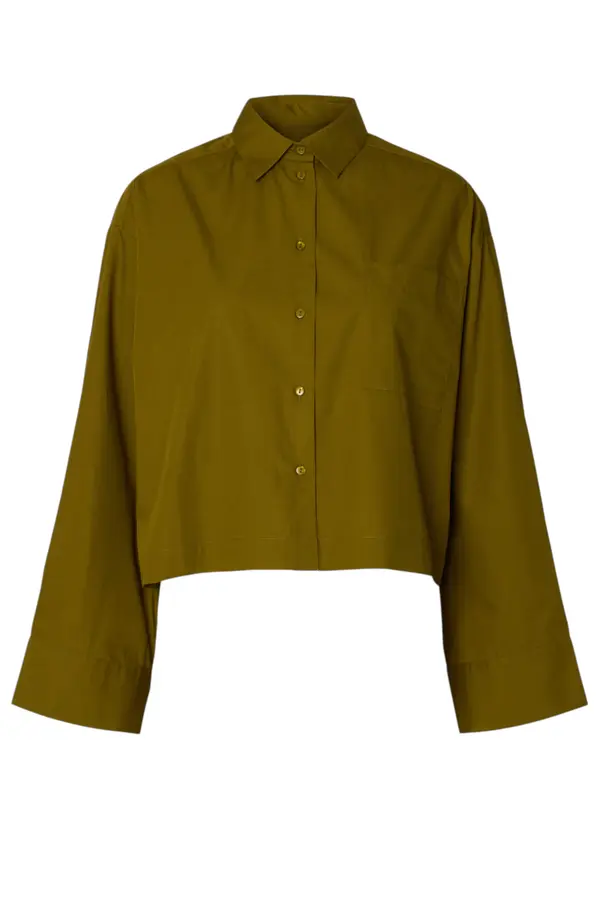 Wastha LS Cropped Boxy Shirt Noos - Fir Green