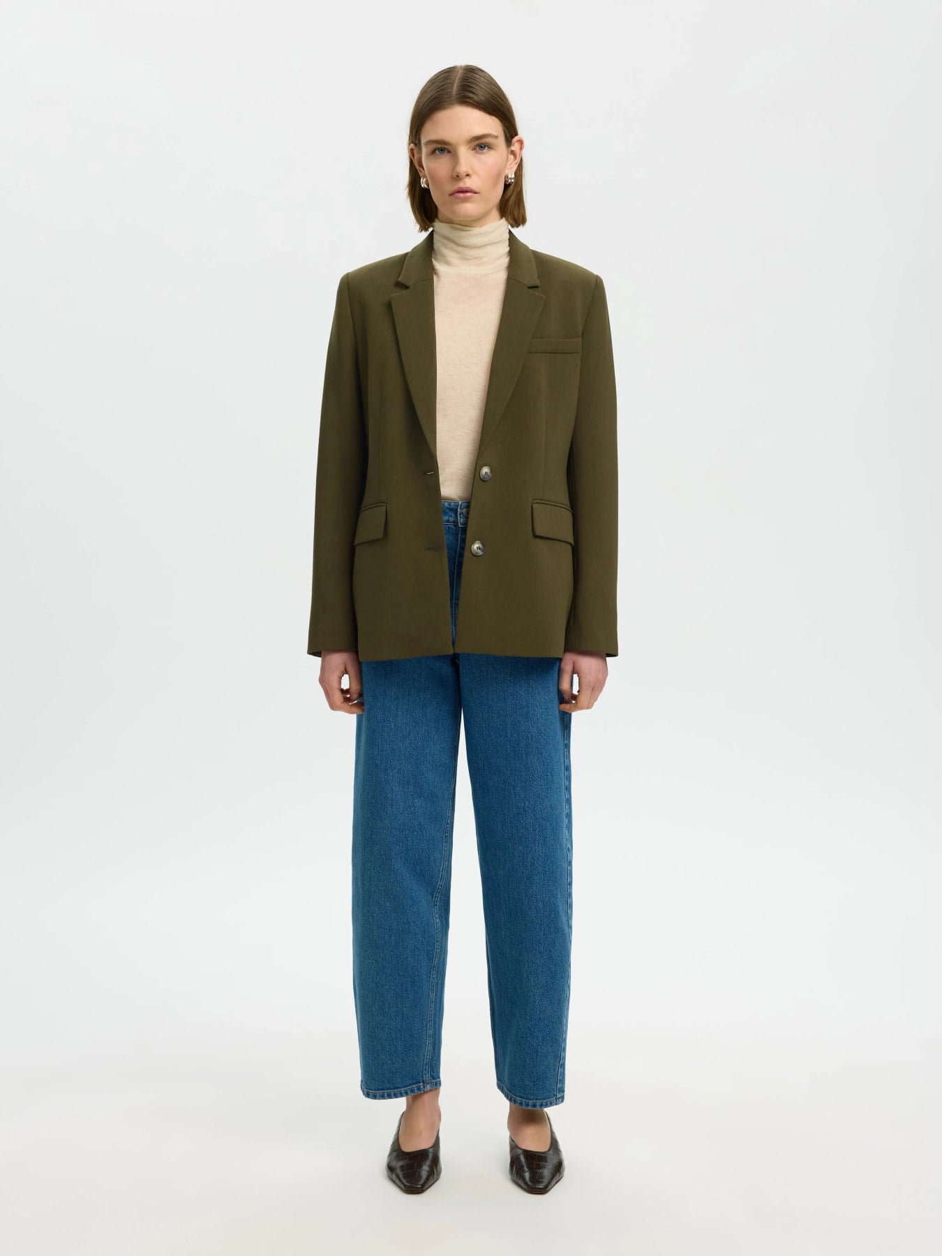 Rita LS Classic Blazer Mel Noos - Fir Green Melange