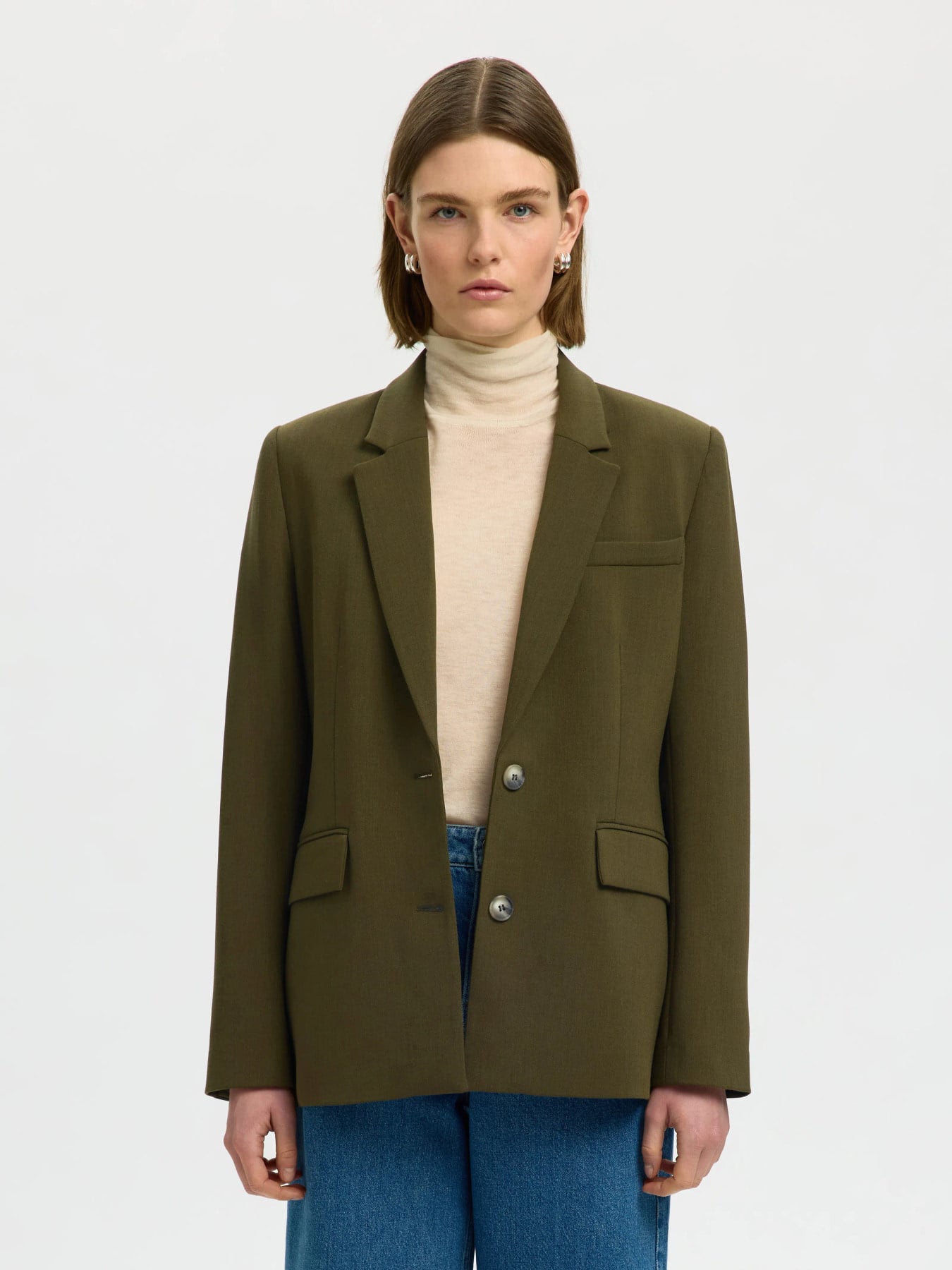 Rita LS Classic Blazer Mel Noos - Fir Green Melange
