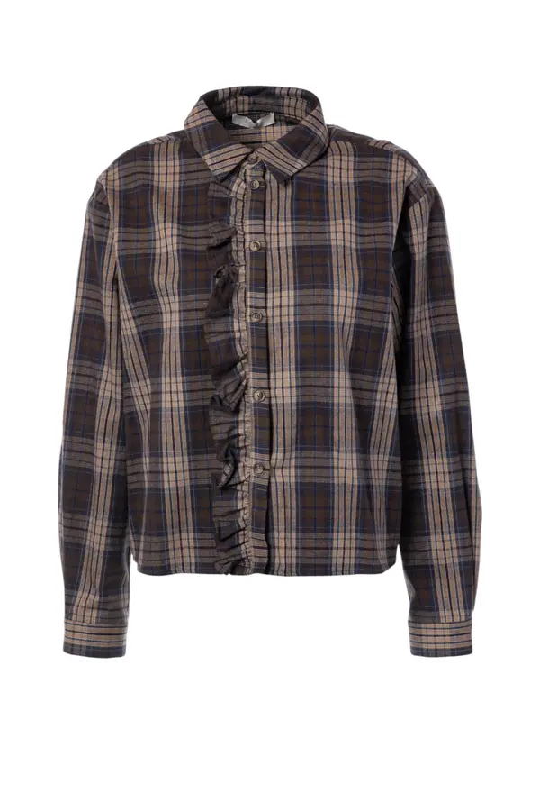 Parole Blouse - Blue/Sand Checked