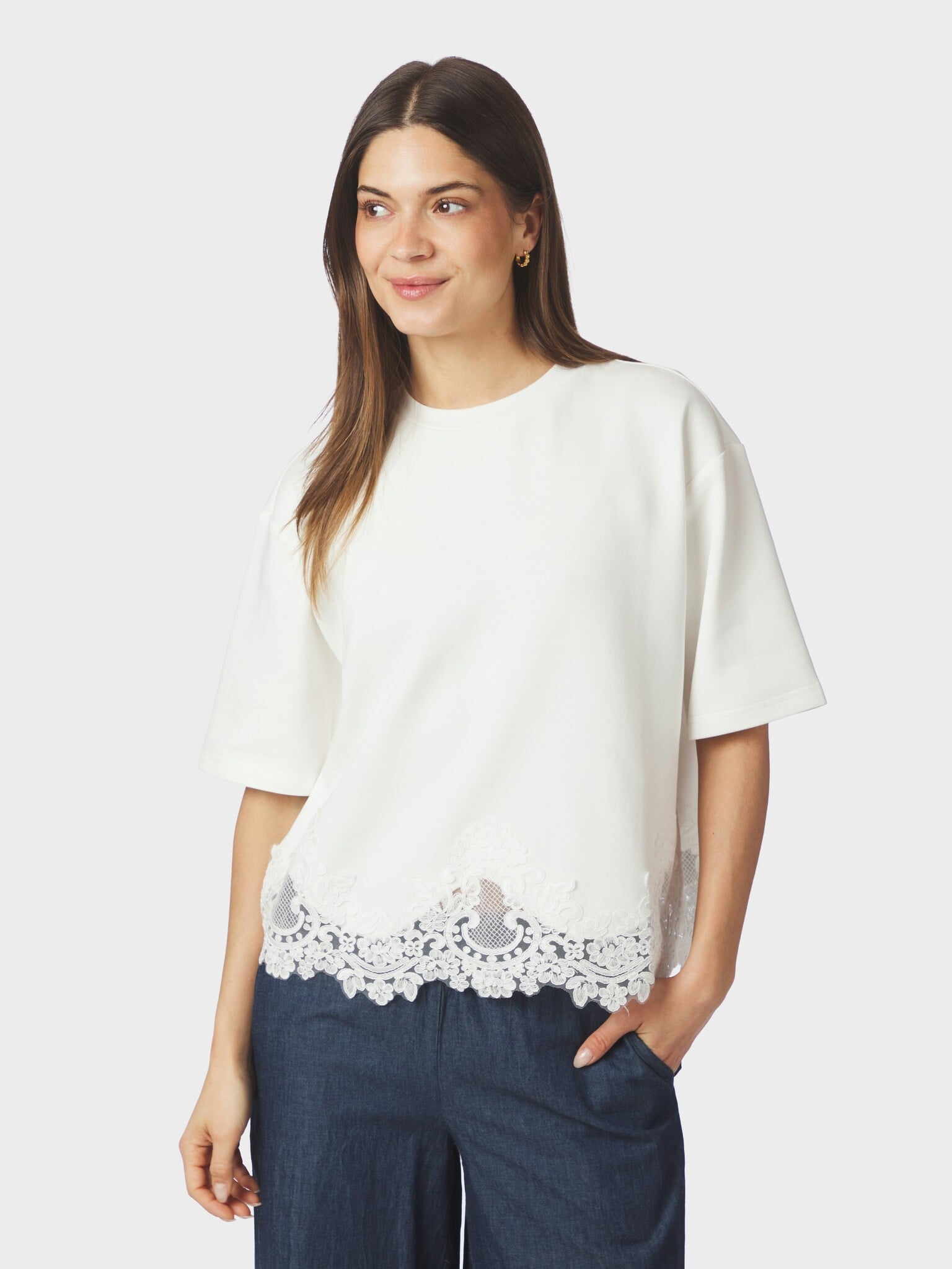 Iria Lace Tee - White