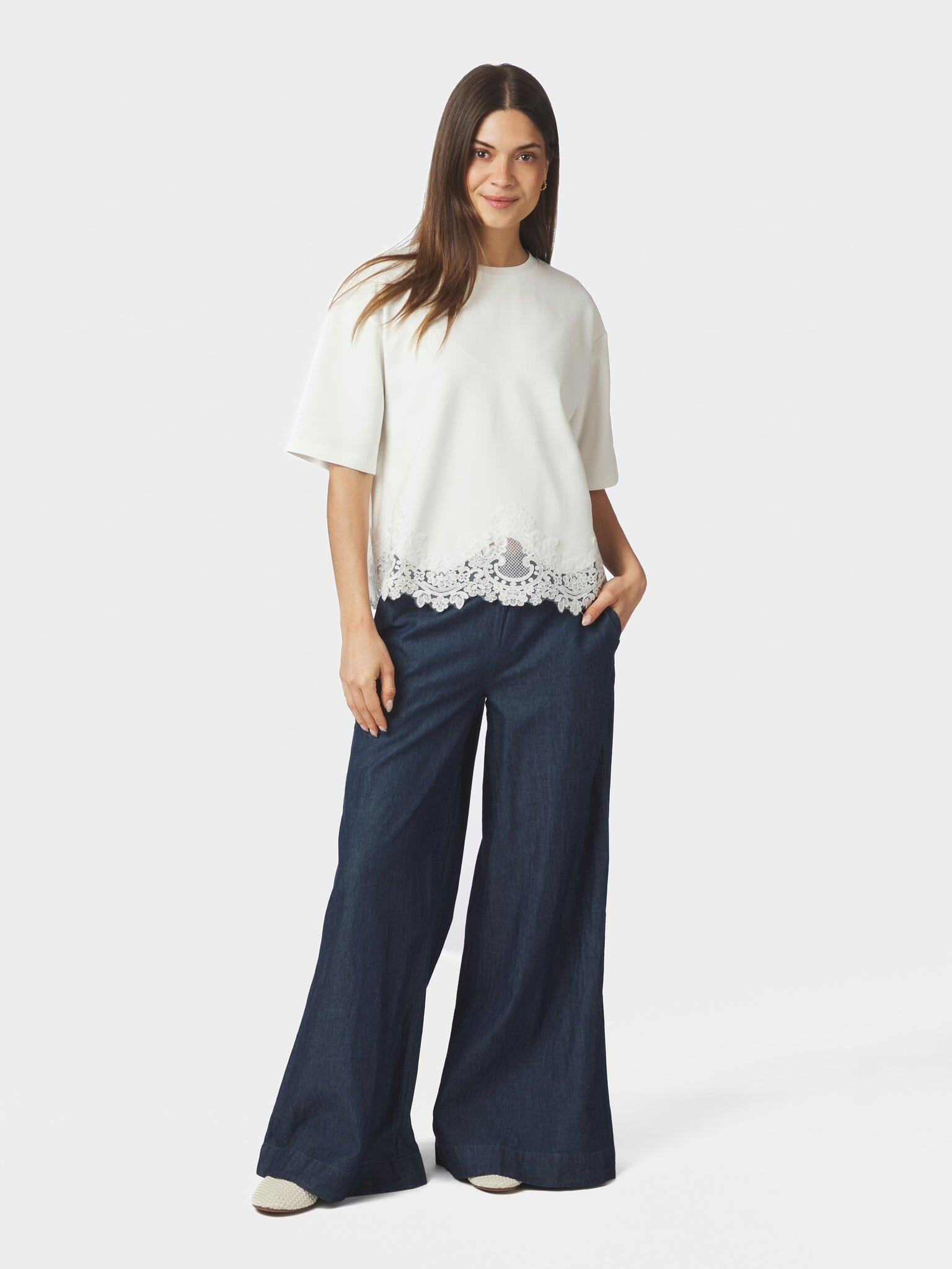 Iria Lace Tee - White