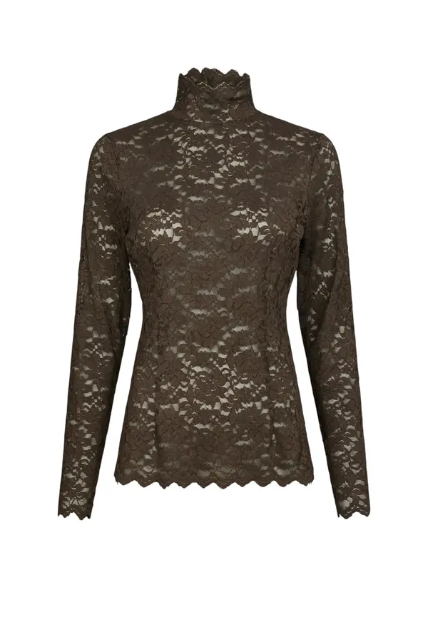 Liza Laceflower Blouse - Chocolate Brown