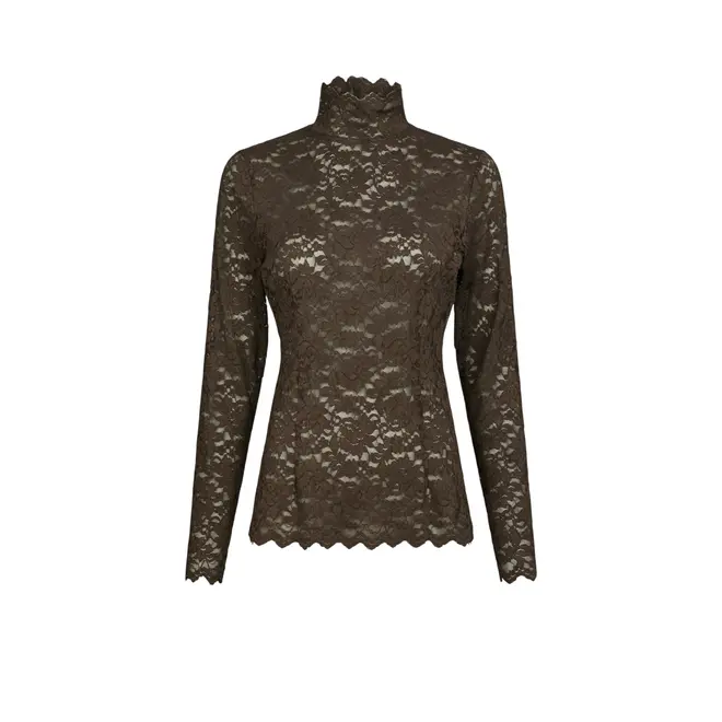 Liza Laceflower Blouse - Chocolate Brown